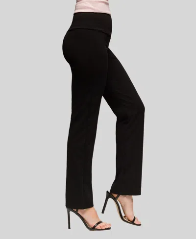 24seven Comfort Apparel Petite Comfortable Stretch High Waist Dress Pants In Black