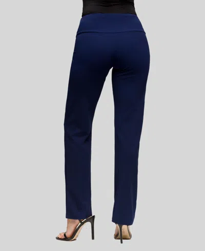 24seven Comfort Apparel Petite Comfortable Stretch High Waist Dress Pants In Blue