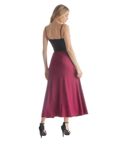 24seven Comfort Apparel Petite Elastic Waist Solid Color Maxi Skirt In Burgundy