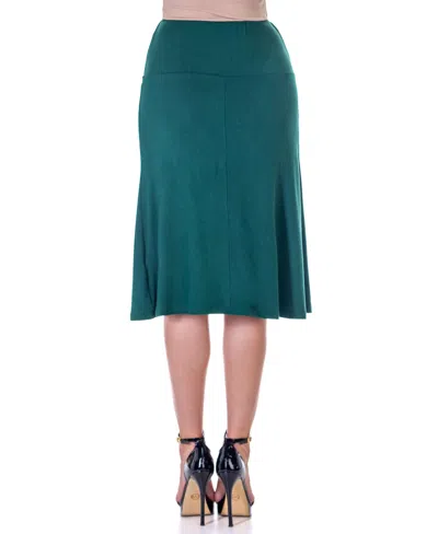 24seven Comfort Apparel Petite A Line Elastic Waist Knee Length Skirt In Green