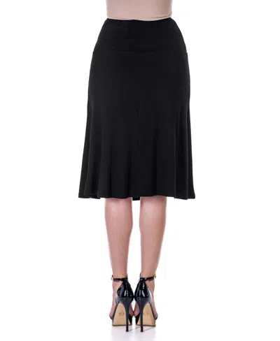24seven Comfort Apparel Petite A Line Elastic Waist Knee Length Skirt In Black