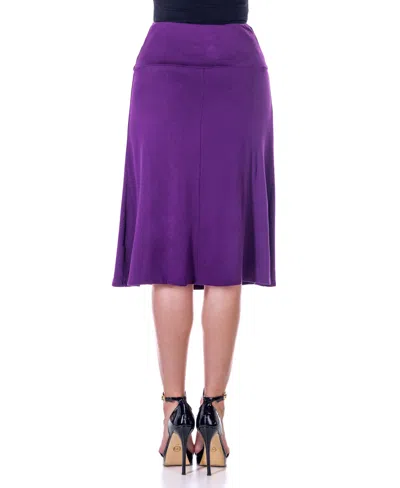 24seven Comfort Apparel Petite A Line Elastic Waist Knee Length Skirt In Purple