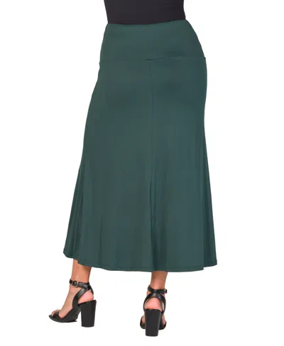 24seven Comfort Apparel Petite Elastic Waist Solid Color Maxi Skirt In Green