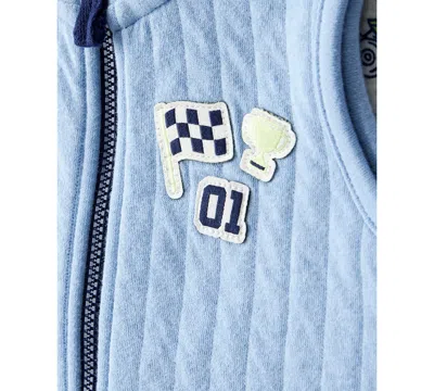 Carter's Baby Boys 3-piece Race Car Quilted Sleeveless Vest, Bodysuit And Pants Set In Blue