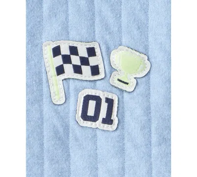 Carter's Baby Boys 3-piece Race Car Quilted Sleeveless Vest, Bodysuit And Pants Set In Blue