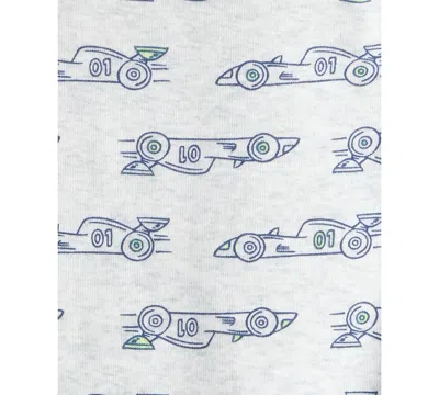 Carter's Baby Boys 3-piece Race Car Quilted Sleeveless Vest, Bodysuit And Pants Set In Blue