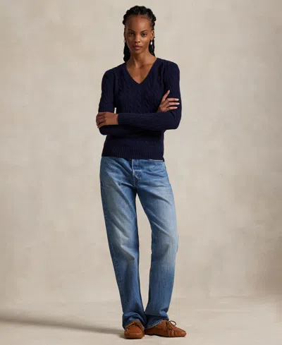 Polo Ralph Lauren Blue Cable-knit Sweater In Wool And Cashmere In Blue