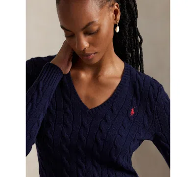 Polo Ralph Lauren Blue Cable-knit Sweater In Wool And Cashmere In Blue