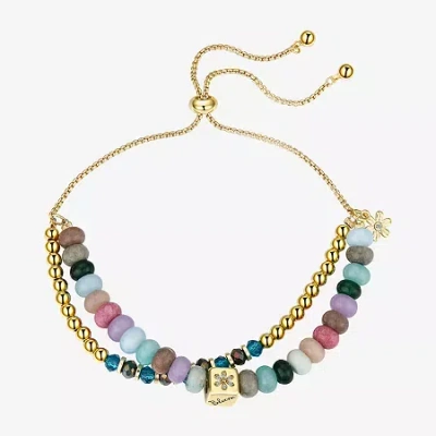 Footnotes Hope Womens Cubic Zirconia 14k Gold Over Brass Flower Bolo Bracelet In Transparent