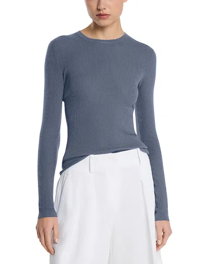 Michael Kors Cashmere Hutton Rib Top In Blue