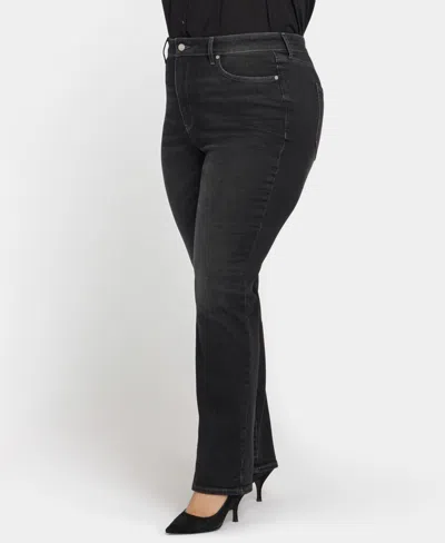Nydj Plus Size High Rise Marilyn Straight Jeans In Black