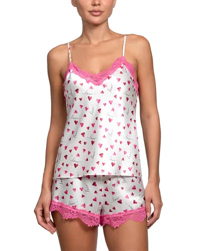 In Bloom By Jonquil Stretch Satin Novelty Heart Shortie Cami Short Pajama Set In Multi
