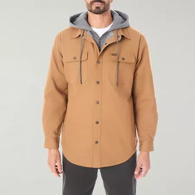 Smiths Workwear Sherpa Lined Mens Hooded Midweight Big And Tall Shirt Jacket In Brown