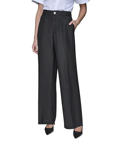 Karl Lagerfeld Linen Blend Pants In Black