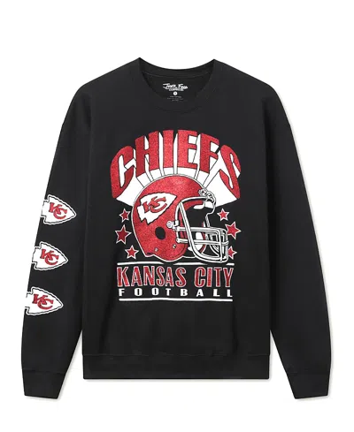 Junk Food Clothing Unisex Nfl Kansas City Chiefs Glitter Helmet Flea Market Crew Fleece In Black