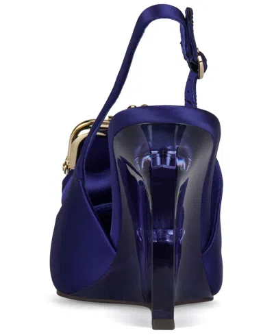 Jeffrey Campbell Women's Pay-me Pointed-tie Vinyl Wedge Pumps In Blue