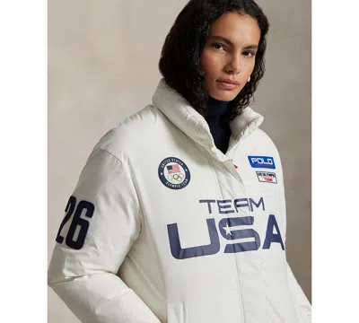 Polo Ralph Lauren Women's Graphic Down Puffer Jacket In White
