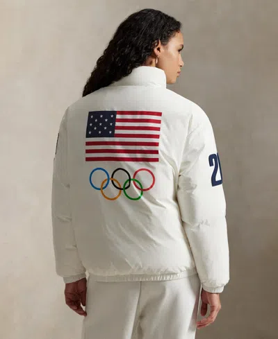 Polo Ralph Lauren Women's Graphic Down Puffer Jacket In White