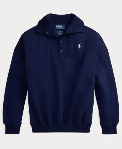 Polo Ralph Lauren Women's Buttoned Mock Neck Sweatshirt In Blue
