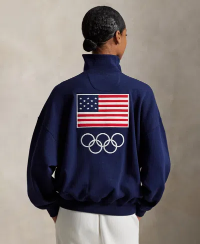 Polo Ralph Lauren Women's Buttoned Mock Neck Sweatshirt In Blue