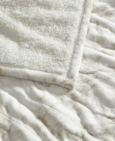 Laura Ashley Wistful Blooms Printed Plush Heated Blanket, Queen In Sand