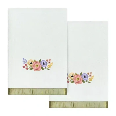 Linum Home Textiles Verano Embellished 2-pc. Embellished Floral Bath Towel In Blue