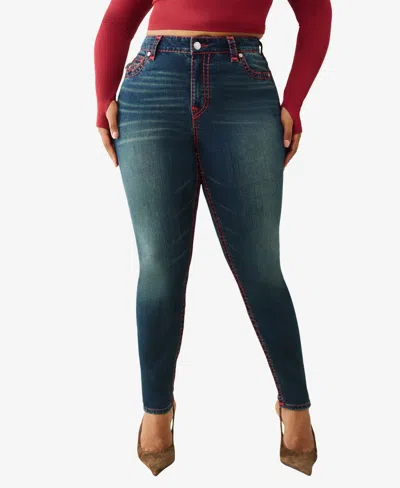 True Religion Plus Size Jennie Mid Rise Lurex Super T Flap Jeans