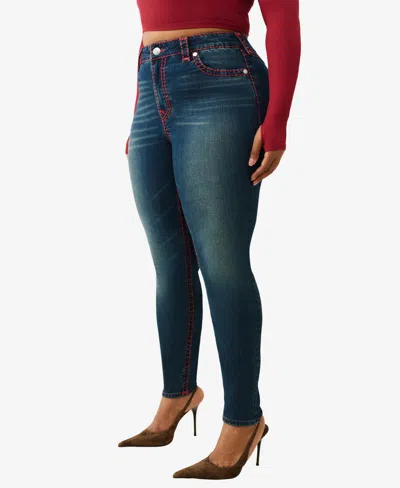 True Religion Plus Size Jennie Mid Rise Lurex Super T Flap Jeans