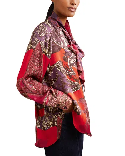 Reiss Womens Jade Paisley-print Woven Top Red In Purple