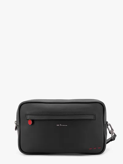Kiton Ciro Paone Leather Clutch In Black