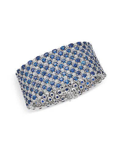 Bloomingdale's Fine Collection Sapphire & Diamond Multi Row Bracelet In 14k White Gold In Blue