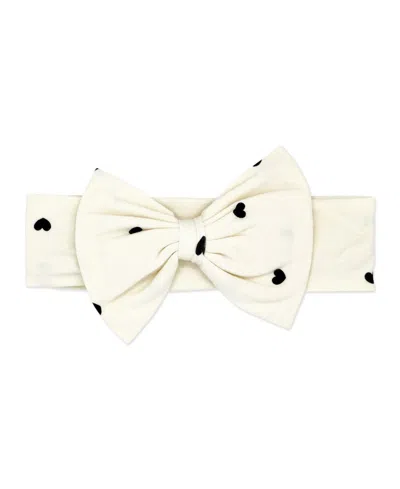 Baby Mode Baby Girls' Tiny Hearts Print Top, Leggings And Headband, 3-piece Set In Neutral