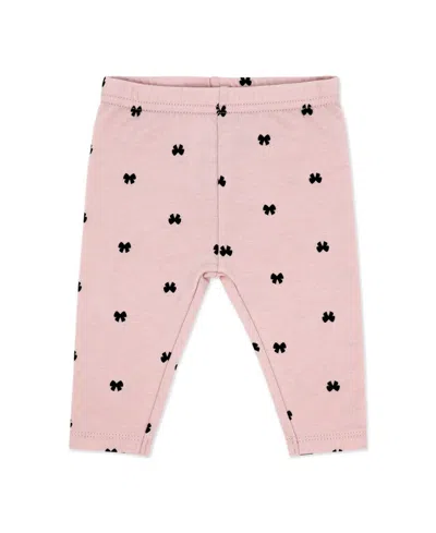 Baby Mode Baby Girls' Tiny Bows Print Top, Leggings And Headband, 3-piece Set In Pink