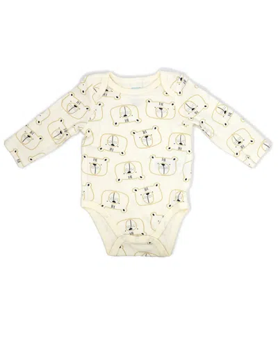 Baby Mode Baby Boys' Bears Print Overall, Bodysuit And Cap, 3-piece Set In Blue