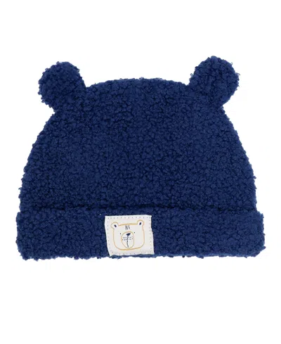 Baby Mode Baby Boys' Bears Print Overall, Bodysuit And Cap, 3-piece Set In Blue