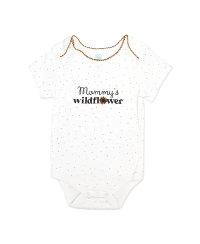 Baby Mode Baby Girls' Wildflower Short-sleeve Bodysuit, Jacket And Pants, 3-piece Set In Brown