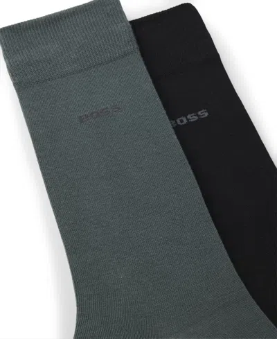 Hugo Boss Men's Solid Crew Length Socks, 2-pack In Multi