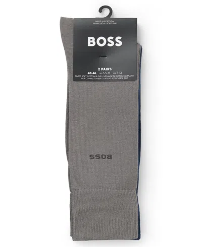 Hugo Boss Men's Crew Length Socks, 2-pack In Multi