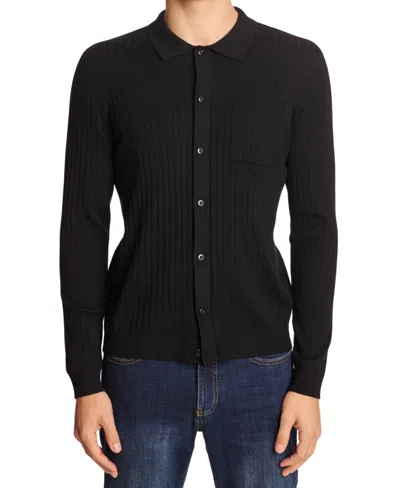 Paisley & Gray Rib Button-up Polo In Black
