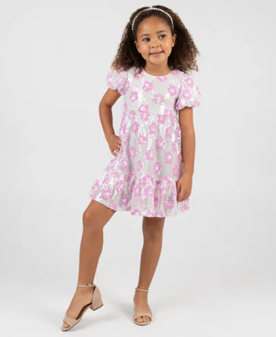 Rare Editions Girls 2t-6x Flower Pattern Short-sleeve Dress In Multi