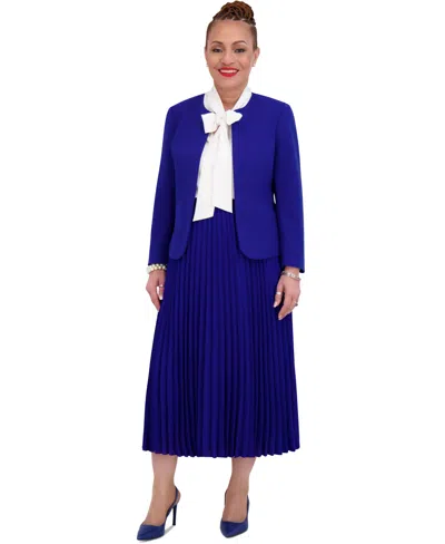 Kasper Women's Pleated Elastic Waist Skimmer Midi Skirt In Blue