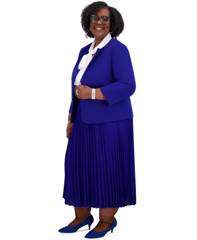 Kasper Women's Pleated Elastic Waist Skimmer Midi Skirt In Blue