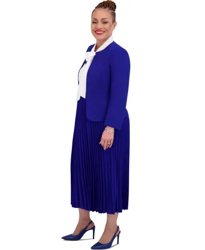 Kasper Women's Pleated Elastic Waist Skimmer Midi Skirt In Blue