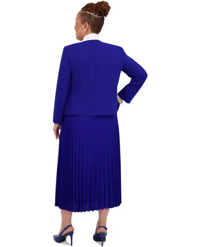 Kasper Women's Pleated Elastic Waist Skimmer Midi Skirt In Blue