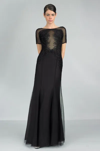 Basix Black Label Sequined Evening Dress In Black