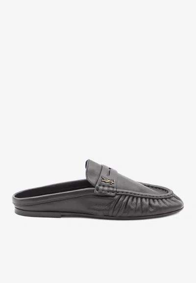 Saint Laurent Le Loafer Flat Mules In Black