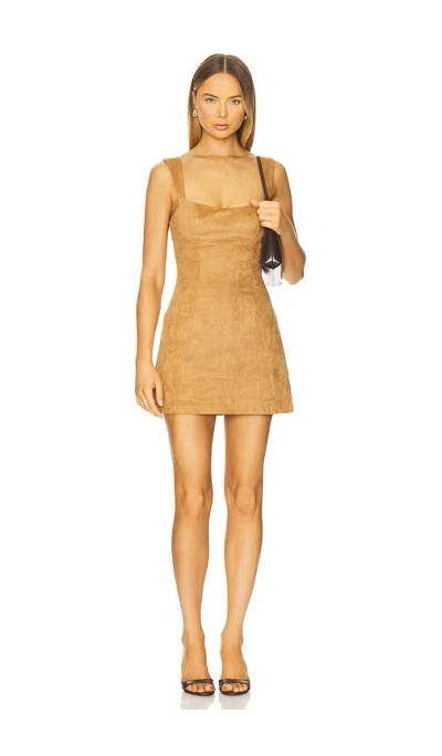 Runaway The Label Zaela Square Neck Fitted Mini Dress In Gold