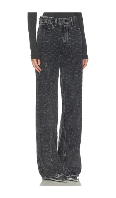 Good American Good Skate Wide Leg Crystal Jeans In Black