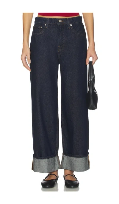 Good American Good Standard Baggy Cuffed Jeans In Blue