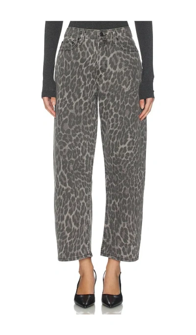 Good American Good Icon Leopard Straight-leg Jeans In Gray